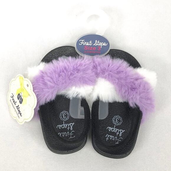 New First Steps Fuzzy Sandal Size 3 - Picture 1 of 5